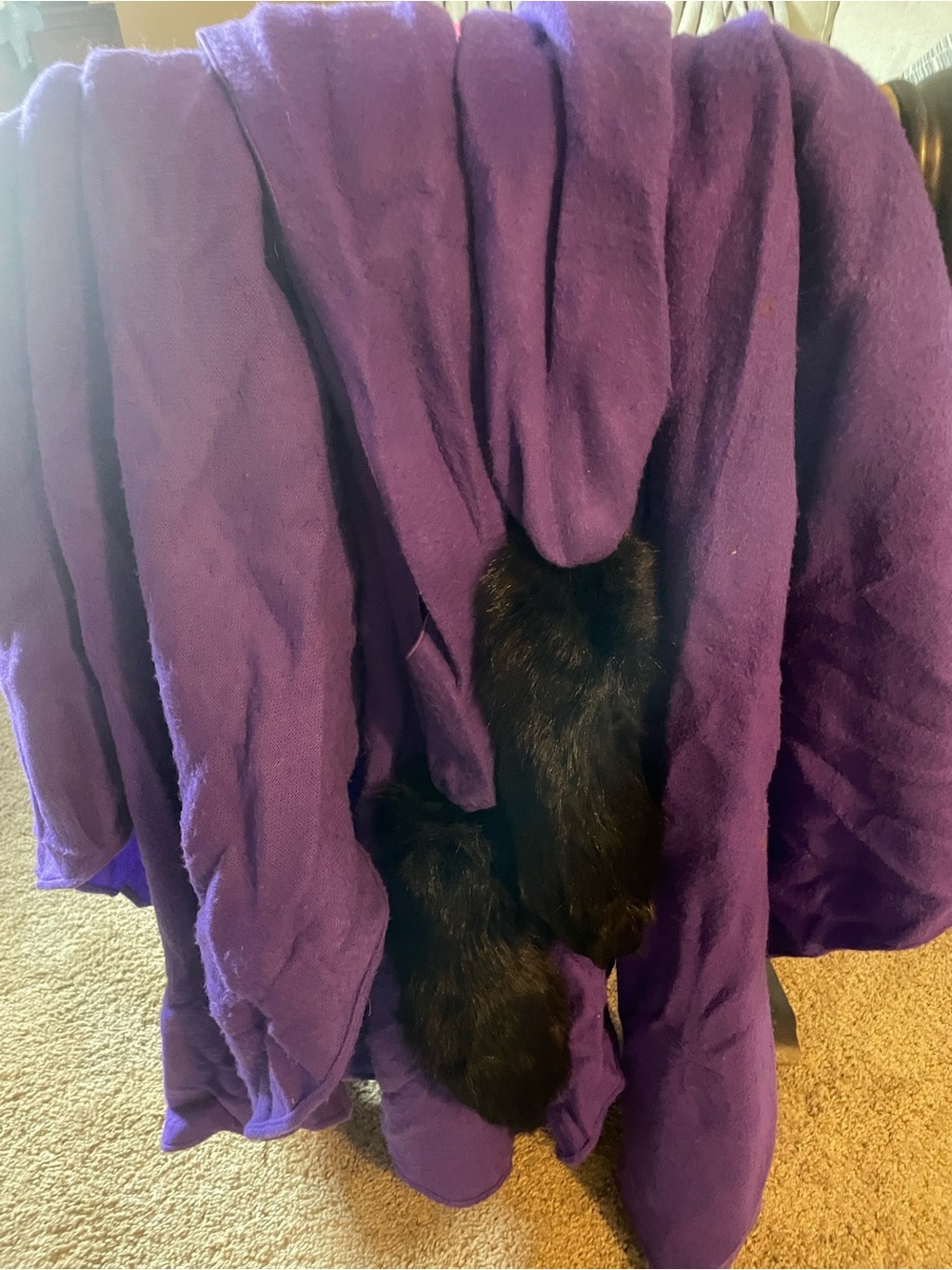 Purple cape with real mink tassels